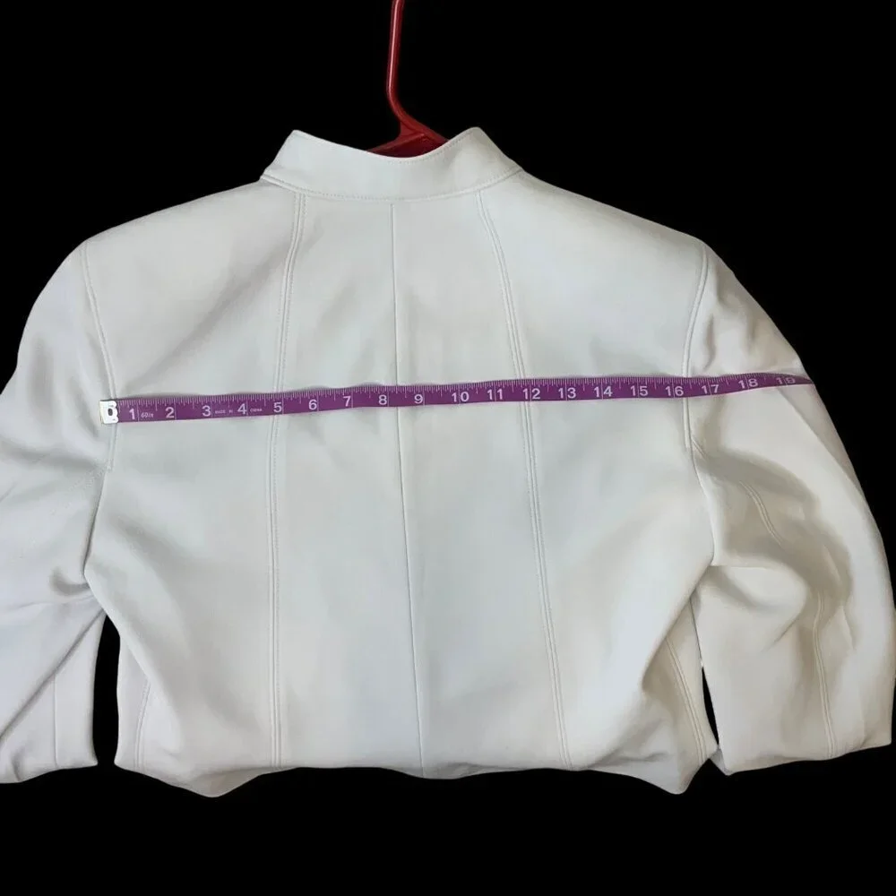 Calvin Klein Cream white Cropped Suit Jacket zipper down front women’s size 8 - Picture 7 of 11